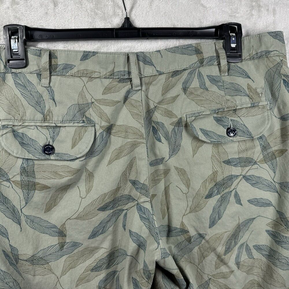 Allen Solly Mens Short Sz 38 Green Chino Slim Fit Cuffed Tropical Leaves Casual